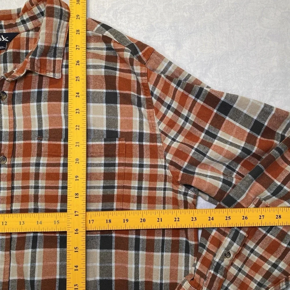 Eddie Bauer Flannel Shirt Mens XXL Blue Orange Plaid Button Up Lot 2